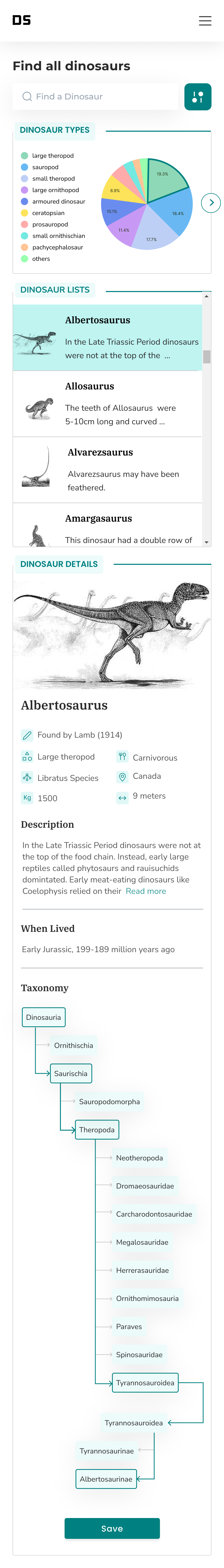 Dino Studio on mobile — latest news, search, and dinosaur types