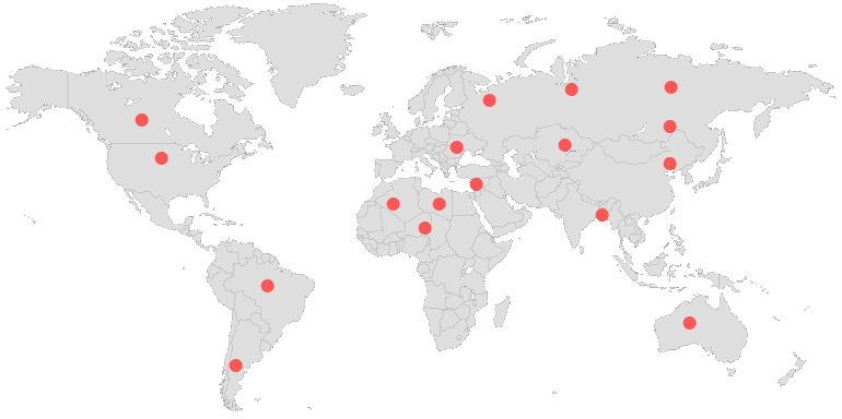 Choropleth map showing dinosaur density by country, with a scrolling carousel for selecting individual dinosaurs