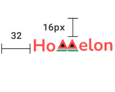 Homelon wordmark spacing spec: 32px left margin, 16px cap height reference