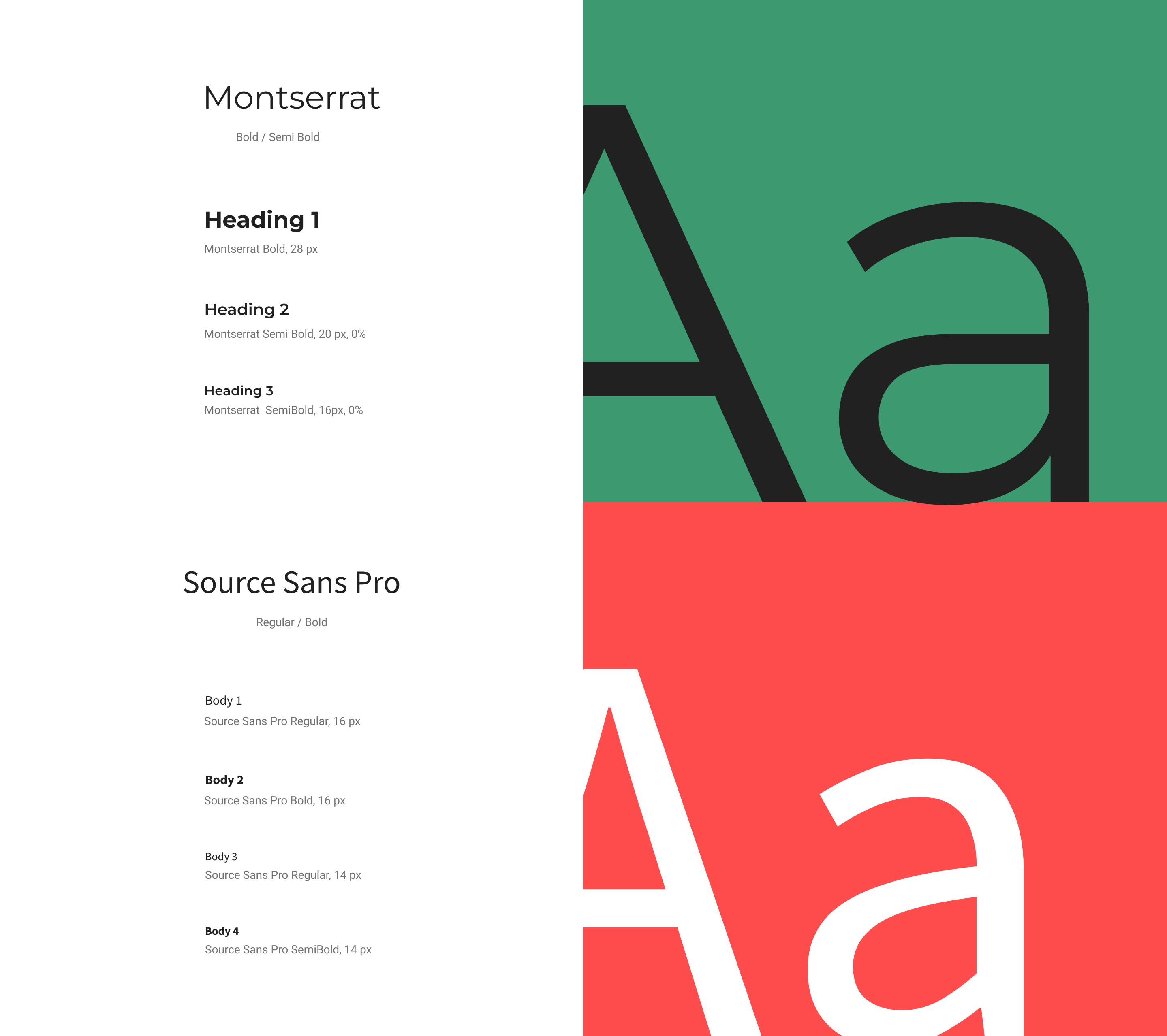 Homelon type scale — Montserrat Bold and Semi Bold for headings, Source Sans Pro Regular through SemiBold for body and UI text