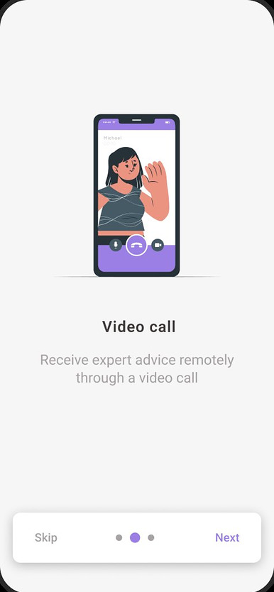 Onboarding screen: video call