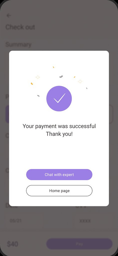 Payment successful confirmation