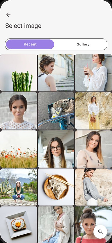 Select an image from recent photos or gallery