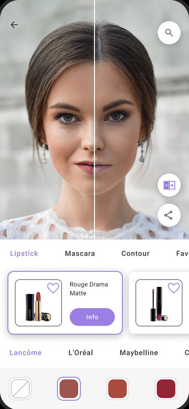 Before and after comparison of the try-on