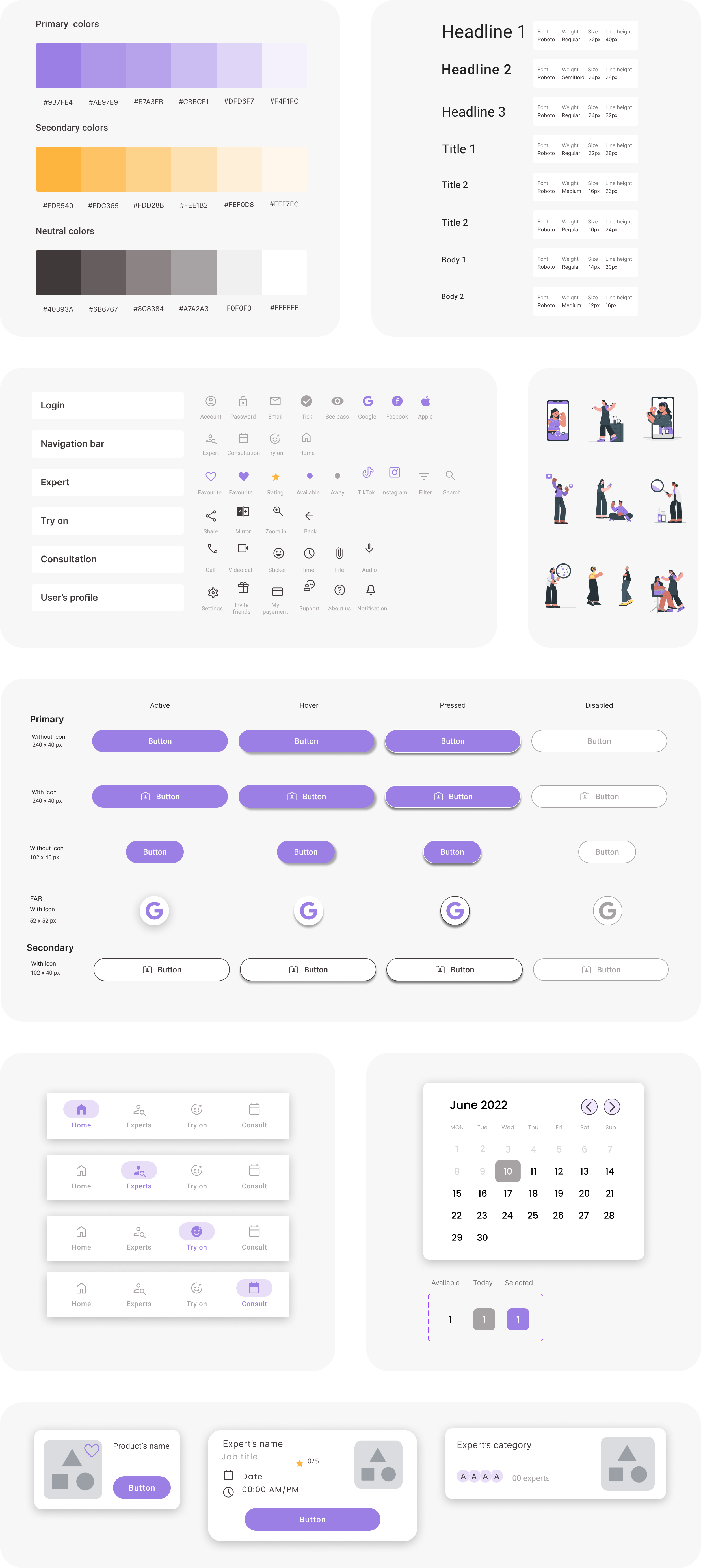 Top-notch Beauty style guide: colours, typography, icons and components